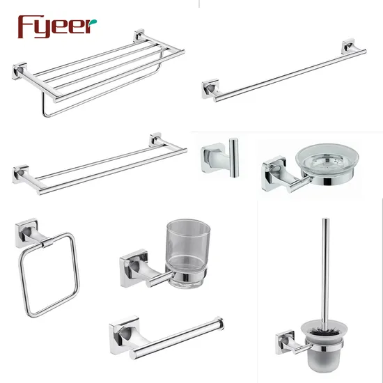Fyeer Zinc Alloy Chrome Plated Bathroom Accessory Set 