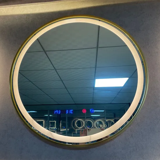 Wholesale Luxury Home Decorative Aluminum Frame Smart Wash Basin Round Mirror Front Surface LED Light Bathroom Illuminated Wall Glass Vanity Mirror 