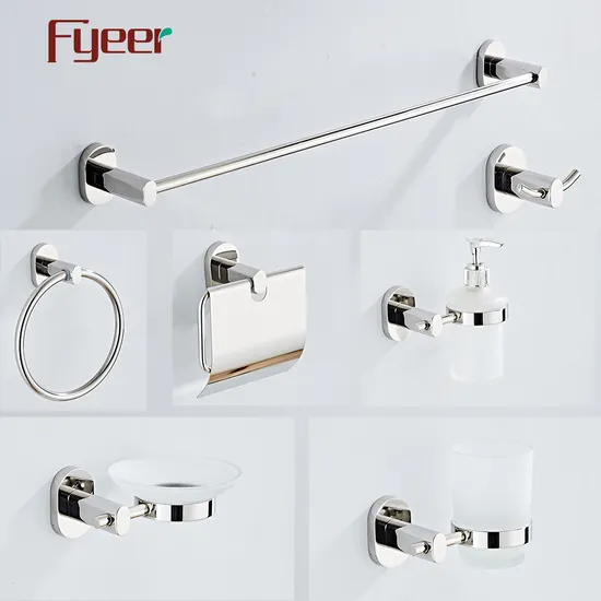 Fyeer Chrome Oval Stainless Steel Bathroom Accessory Set 