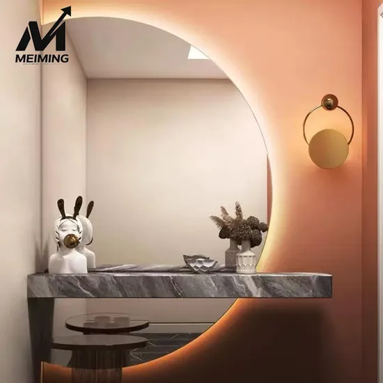 Nordic Minimalist Bathroom Mirror with Intelligent Light Adjustment and Hidden Anti