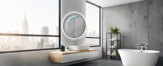 Round Framed Bathroom Mirrors with Moon Lighted Home Decoration Furniture LED Mirror 