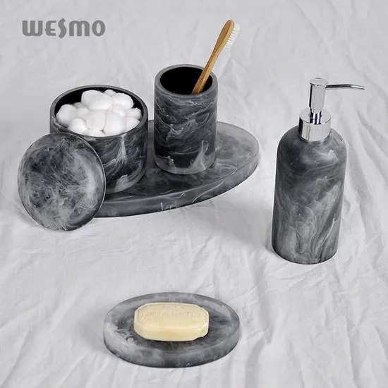 Modern Designer Bathroom Accessories Items Soap Dispenser Marble Resin Bathroom Set 
