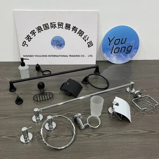 Matte Black Bathroom Accessory Metal Base 6 Pieces Zinc Bathroom Accessories Set 